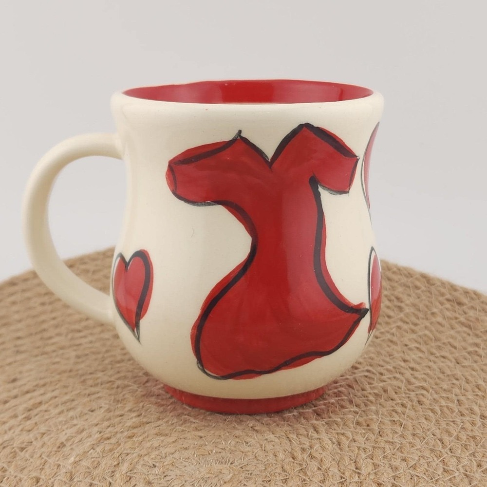 Gail Pittman‎ Red Dress Heart Mug Retired Cup VTG 2005 Signed Studio Pottery - Picture 2 of 9